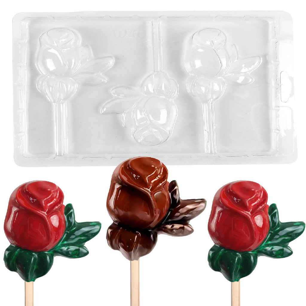 10 Forma Simples Pirulito Rosa Flor Presente Dia das Mães Artesanal  Namorados Molde para Chocolate