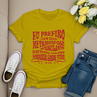 T-Shirt Feminina Estampada De Letra Raul Seixas Metamorfose Ambulante Para O Verão em Oferta na Shopee