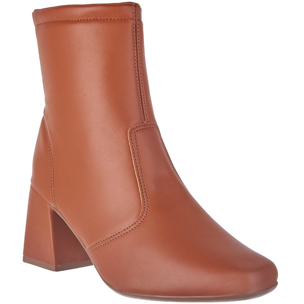 Bota Feminina Coturno Bico Quadrado Cano Curto Salto Grosso Confortável Country Blogueira