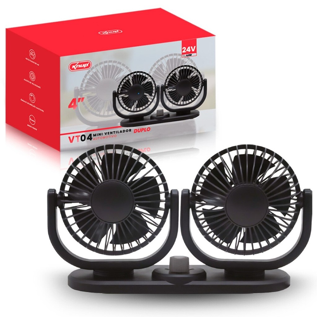 Ventilador Automotivo Duplo 24v Ajustável Forte 2 Velocidade VT04 - Knup