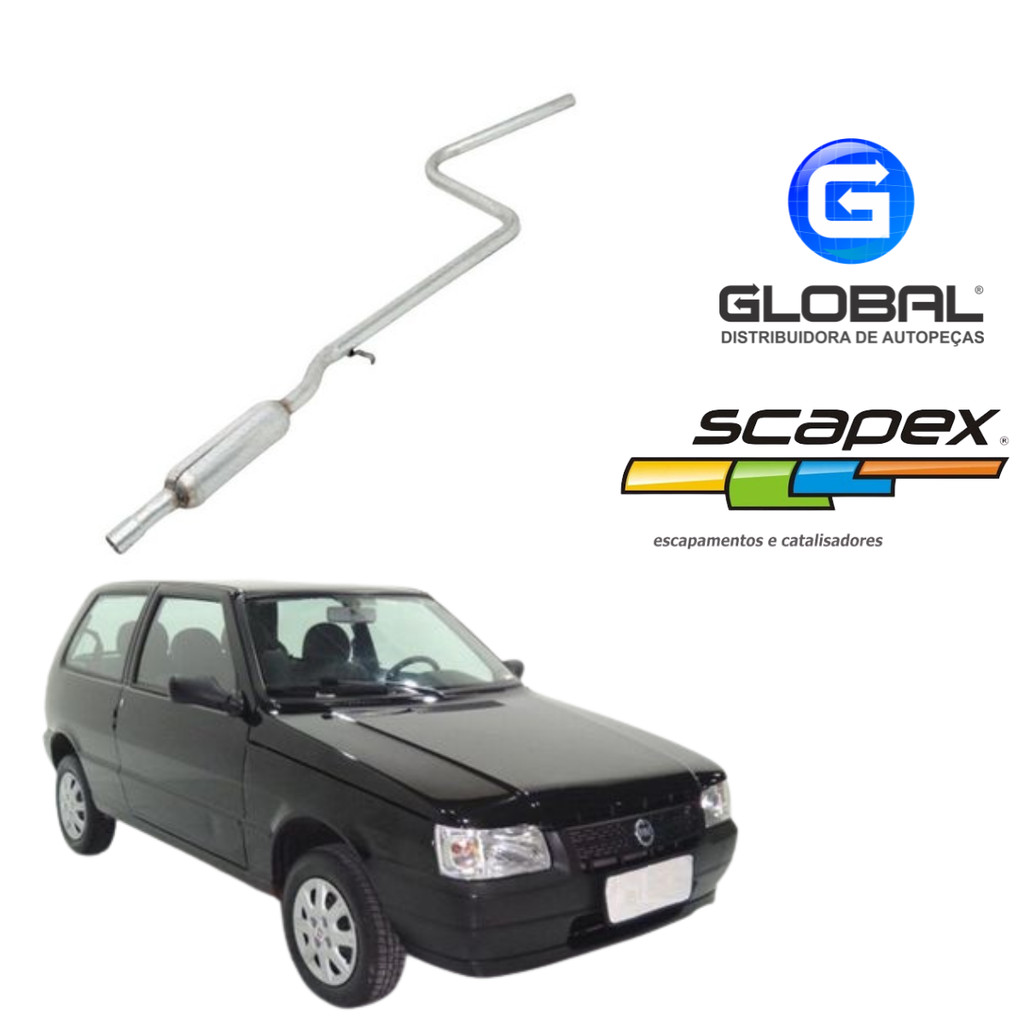Escapamento Silencioso Intermediario Fiat Uno 1.0 8V G1 2006 a 2008 Scapex - Encaixe ORIGINAL