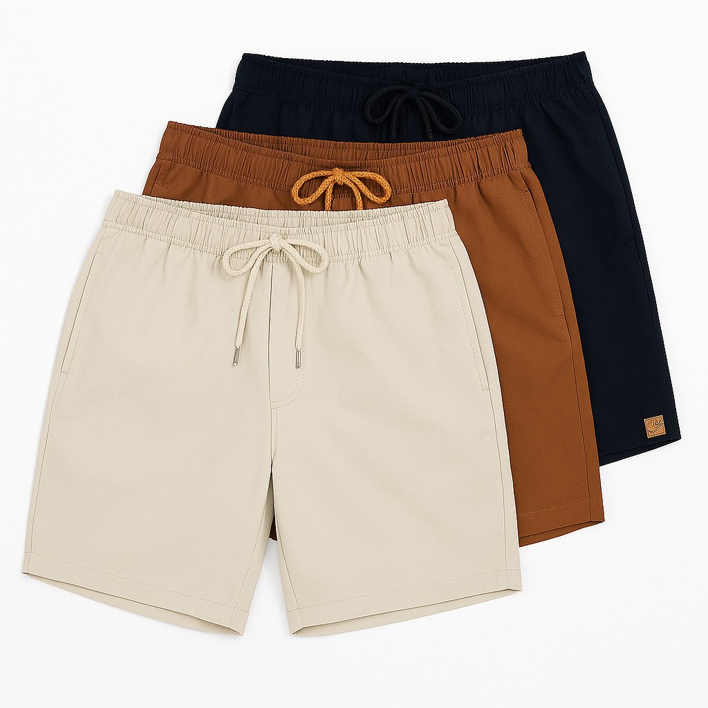 Kit Com 3 Bermudas Extra Grande com Elástico Sarja Plus Size G1 ao G5