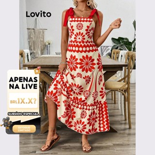 (LIVE STREAM SALE) Lovito Vestido elegante floral com renda e babados com bainha padrão para mulheres LNL77459 em Oferta na Shopee