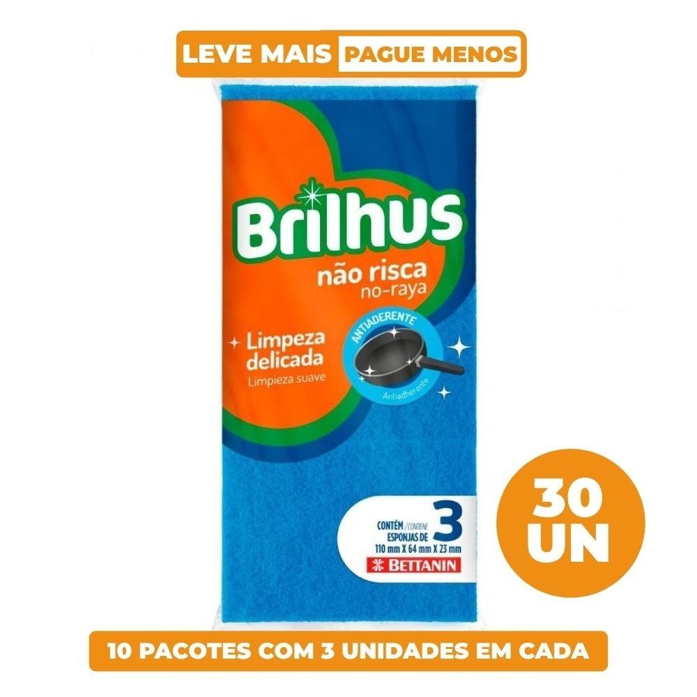 Kit Esponja Multiuso Não Risca 30 unidades Brilhus