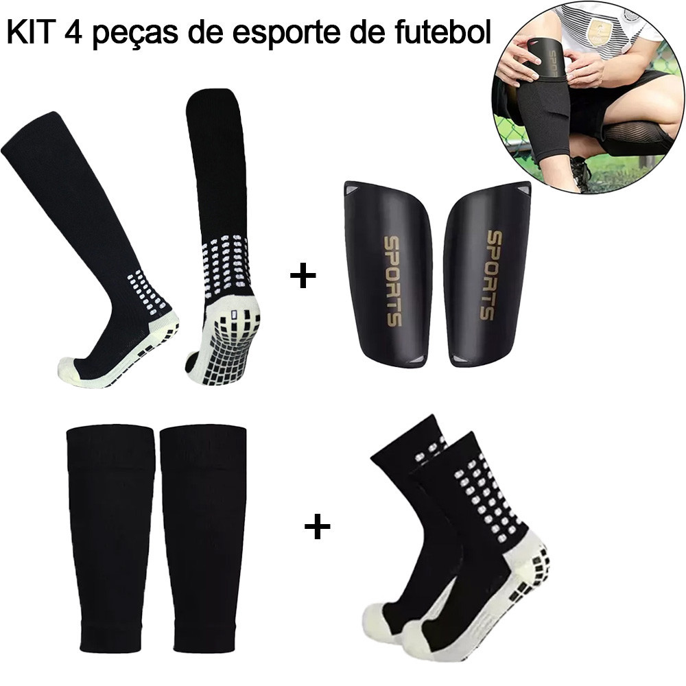 KIT Conjunto De Meias + Protetores De Futebol 3/4 : Antiderrapantes , Longas E Pernas em Oferta na Shopee