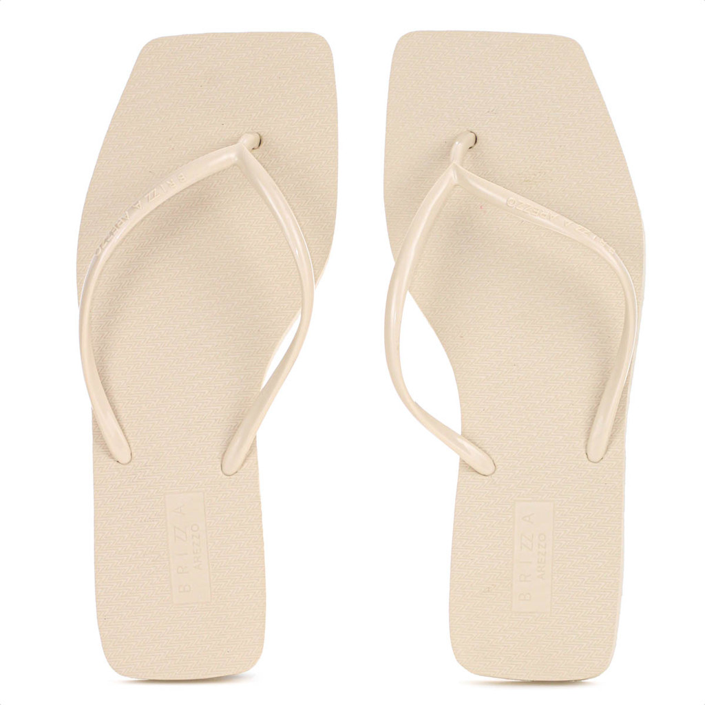 Chinelo Brizza Arezzo Bico Quadrado Tira Slim Bege - Feminino