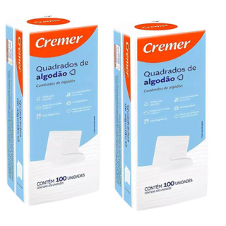 Kit 2x Algodão 100un Quadrado Bebê Sem Perfume Limpeza Macio