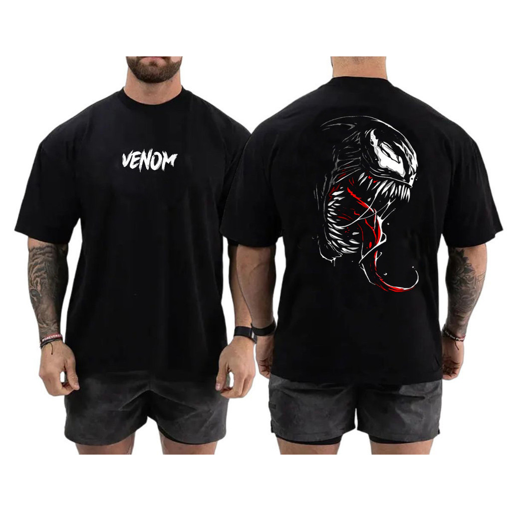【Camiseta Premium em Algodão Puro】GXG Camiseta Oversized "Venom Fit" Estampas Variadas Academia Algodão