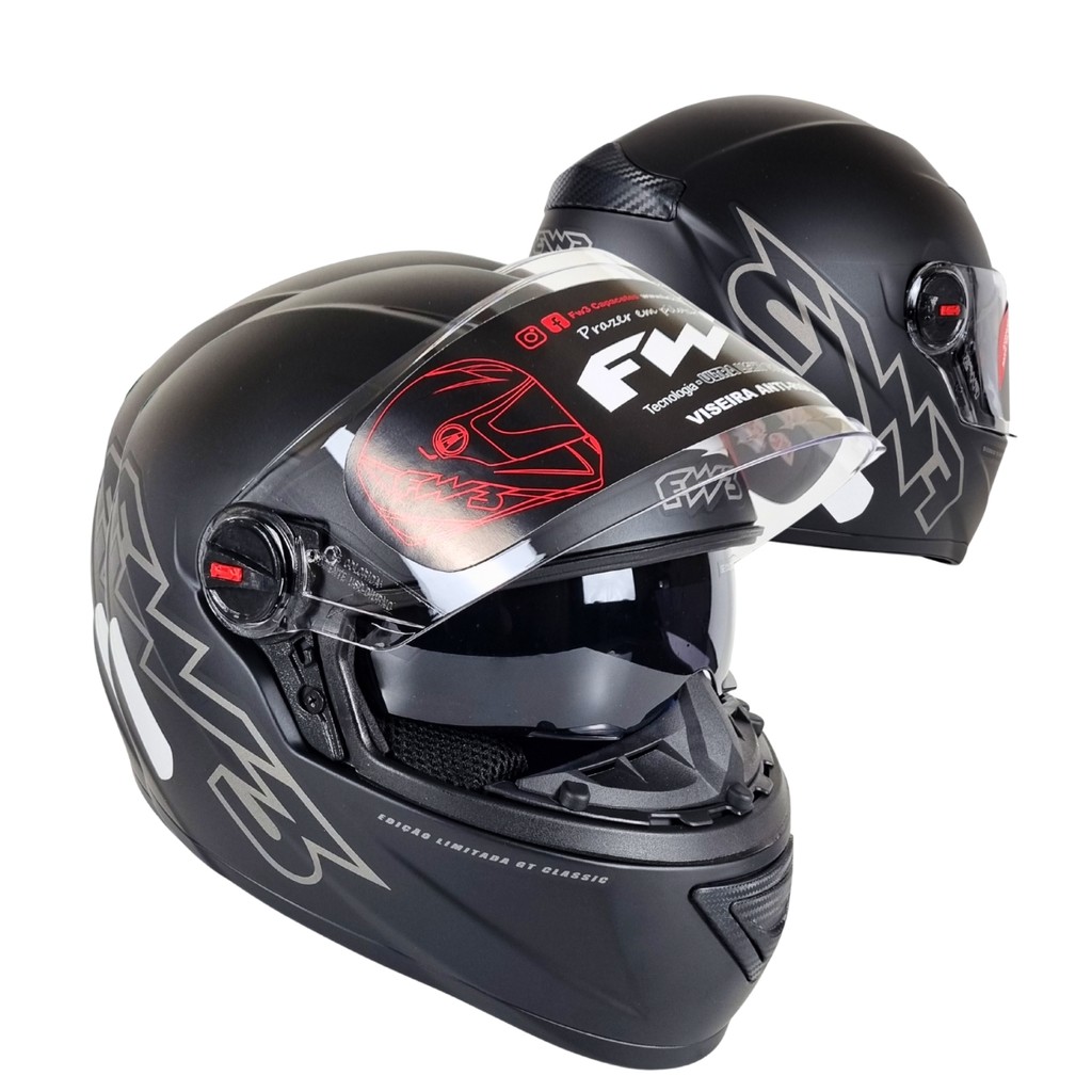 Capacete Urbano Integral GTX CLASSIC Preto Fosco P Moto Motociclista Óculos interno FW3 em Oferta na Shopee