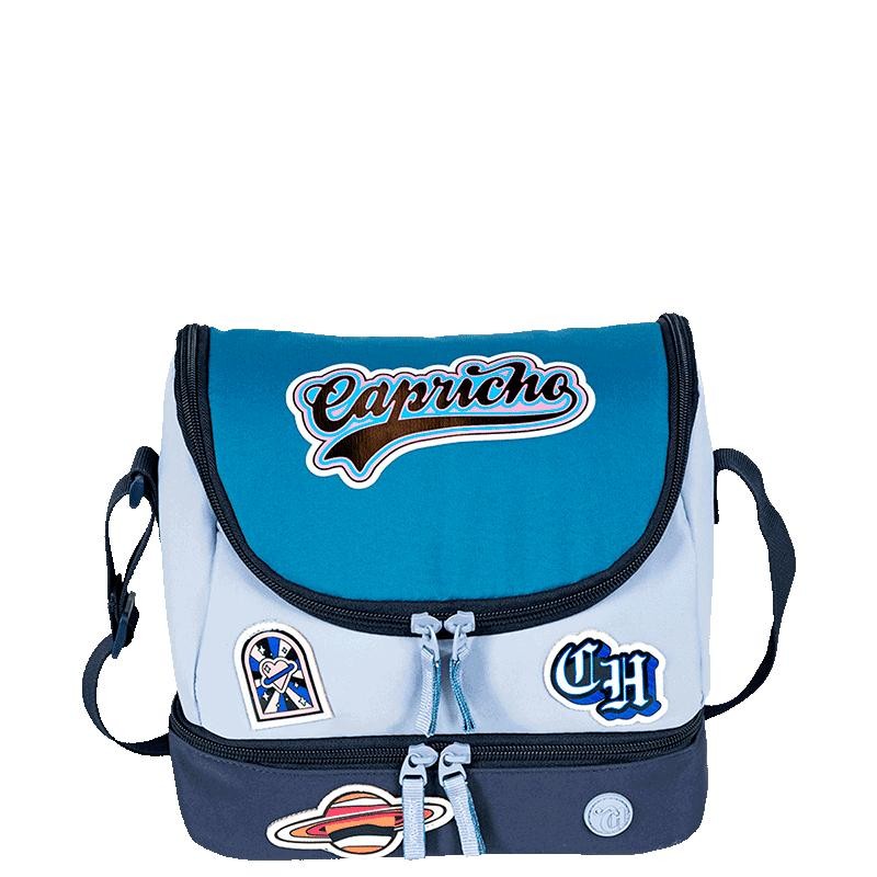 Lancheira 2 Compartimentos Capricho Class Cosmic Patches - Azul em Oferta na Shopee