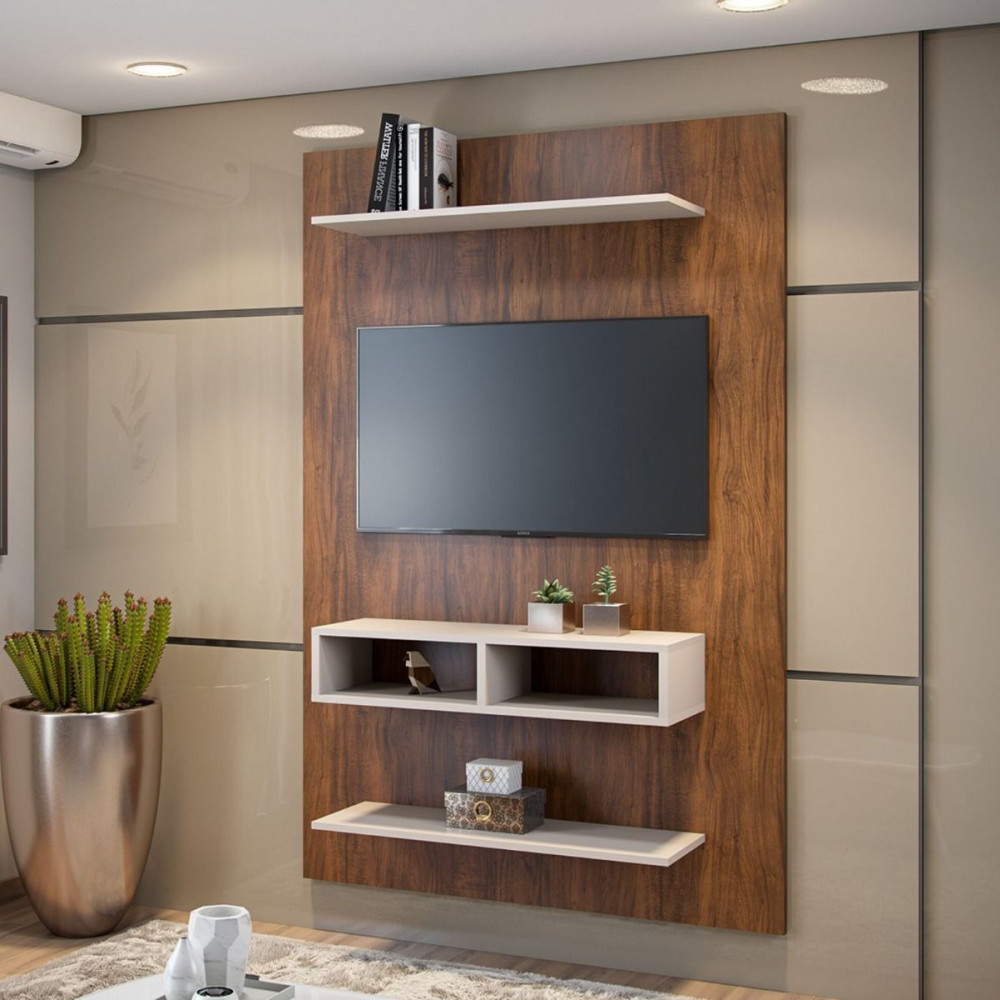 Painel Para Tv Até 43 Polegadas Byte Imbuia Off White Viero em Oferta na Shopee