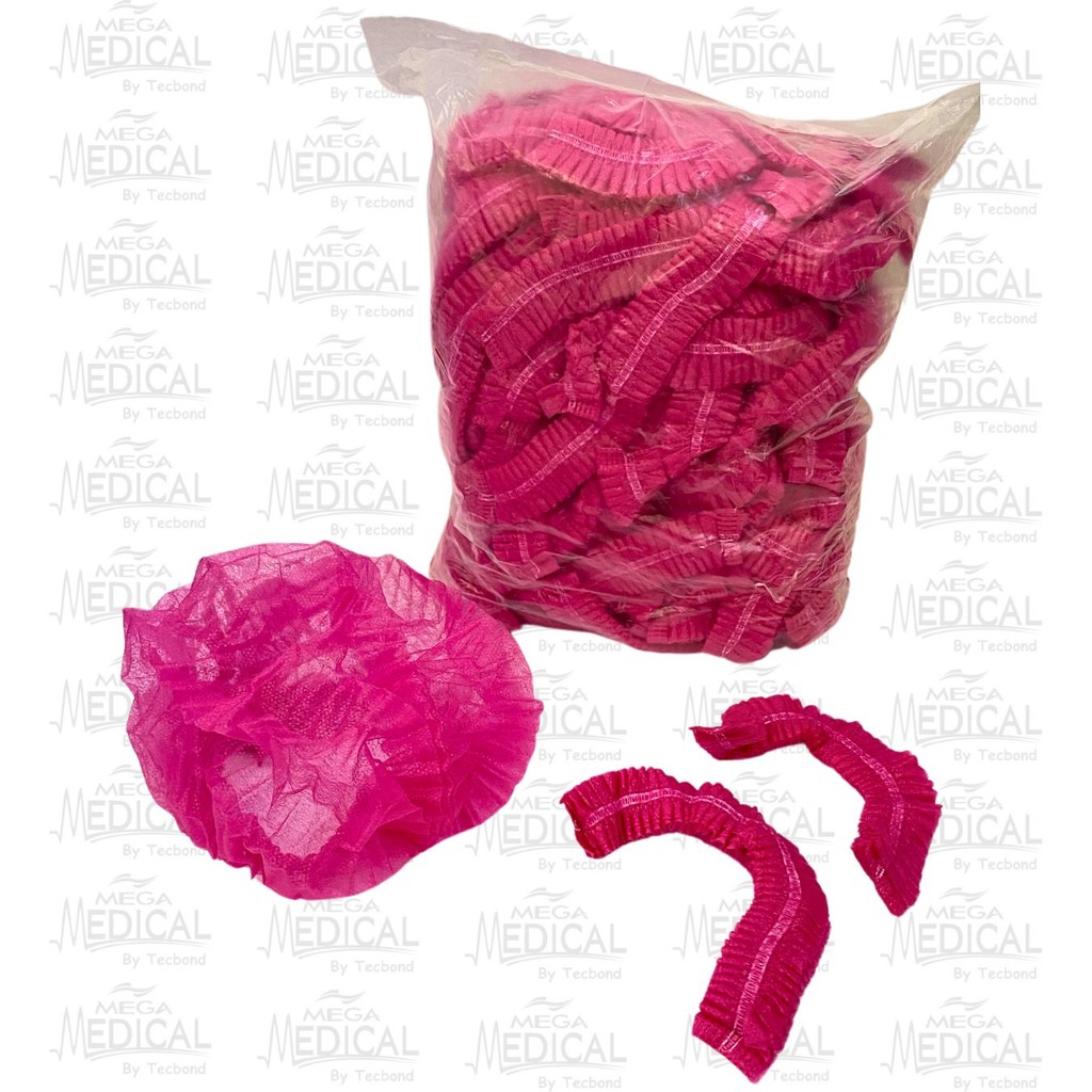 Touca Descatavel em TNT - Cor Pink Pacote 100 UN - c/ Anvisa - Touca De procedimento