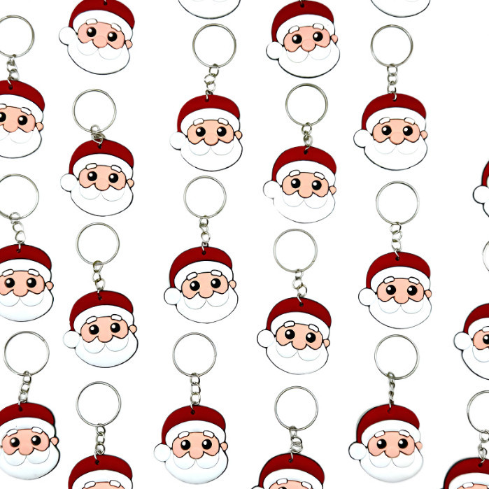 Papai Noel Chaveiro Natal Lembrancinha 10Peças Natalino Emborrachado Novidade Chaveirinho