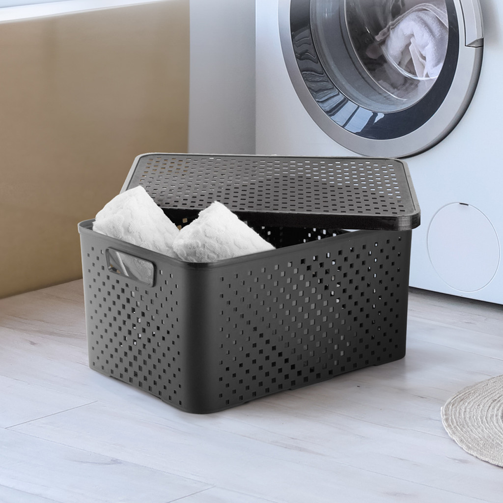 Kit 4 Caixas Quadriculadas Pretas Multiuso 16L ALL Black em Oferta na Shopee