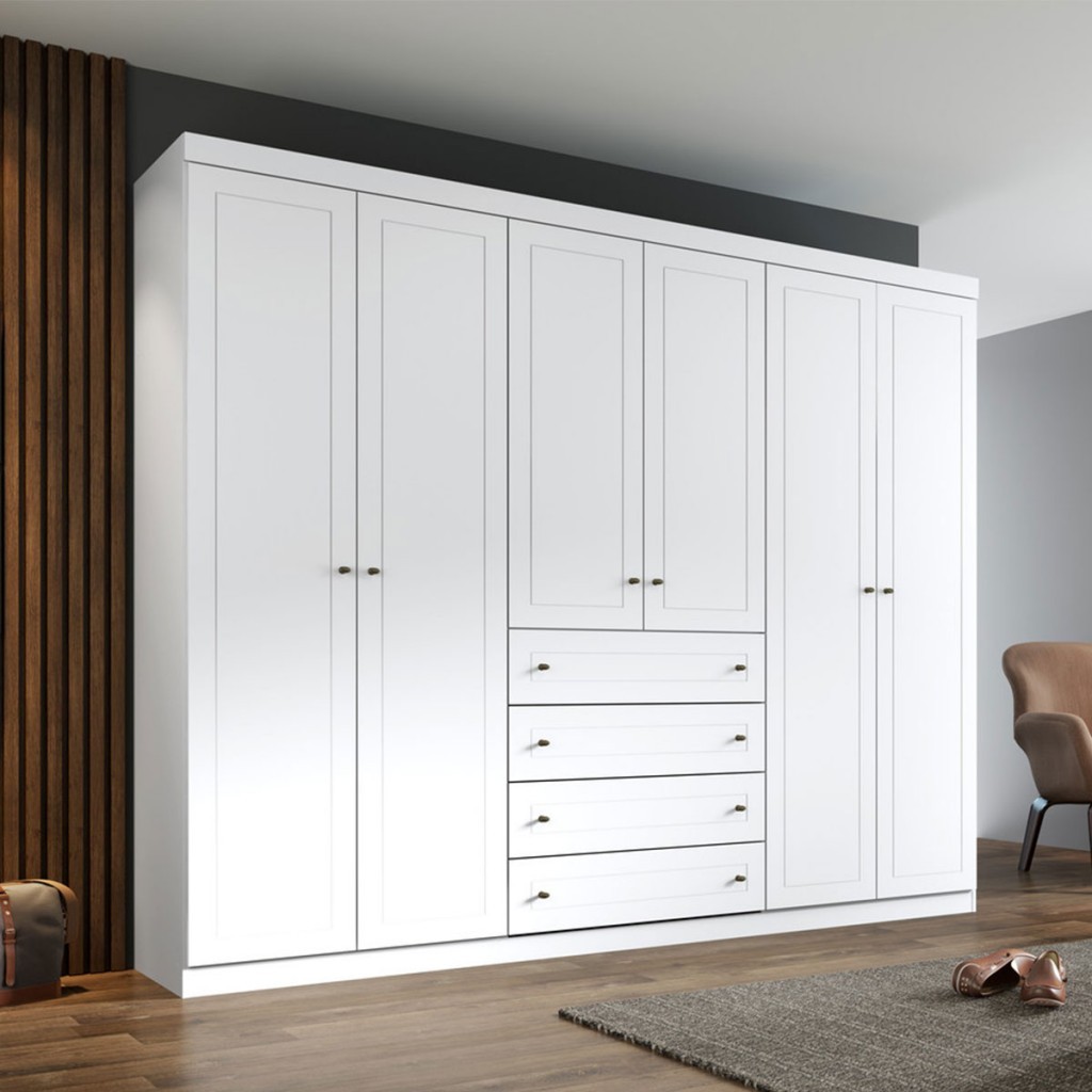 Guarda-Roupa Casal Americano 6 Portas 4 Gavetas - Henn em Oferta na Shopee