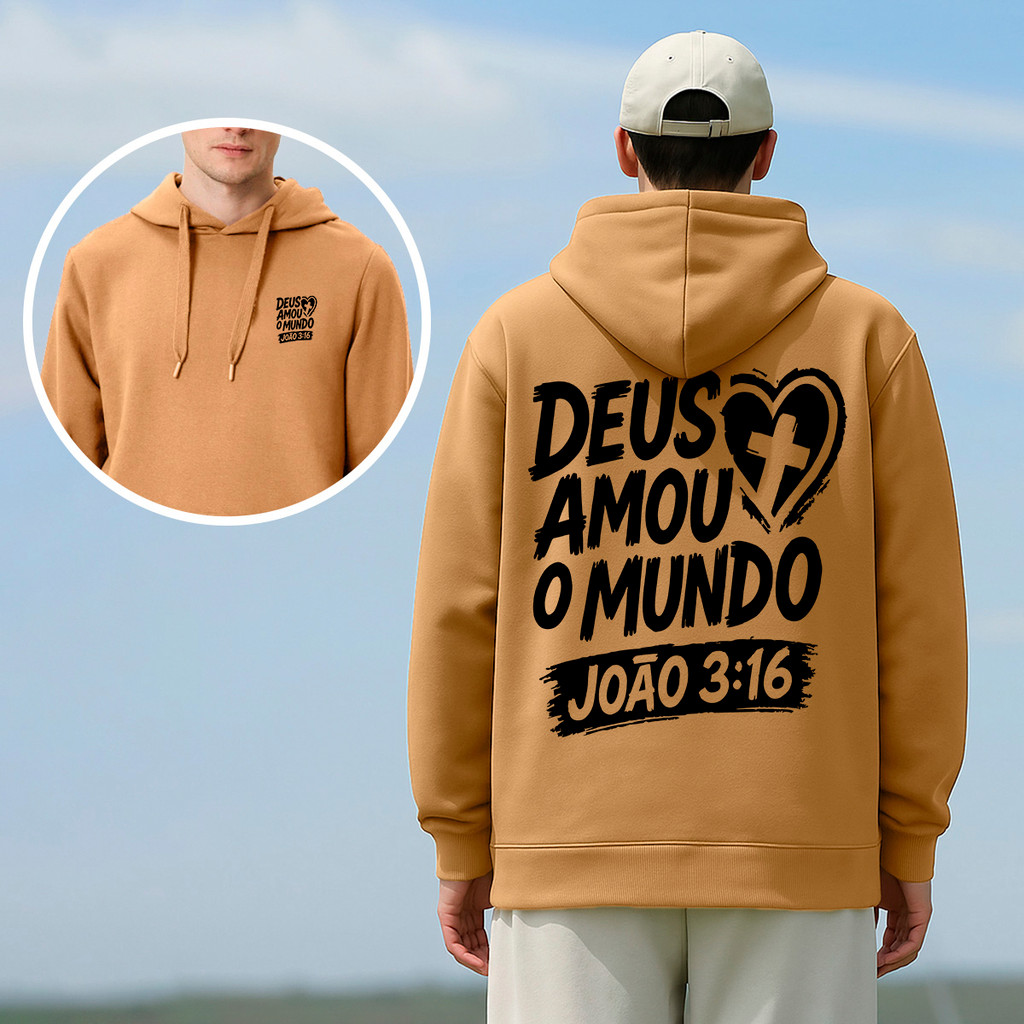 Moletom Religioso Masculino Com Versículo Sobre O Amor De Deus P ao GG Moletom Religioso Inverno