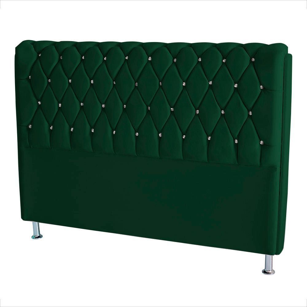 Cabeceira De Cama Box Londres Casal 140 Cm Suede Botão De Strass Verde Do Lar Móveis E Decoração em Oferta na Shopee