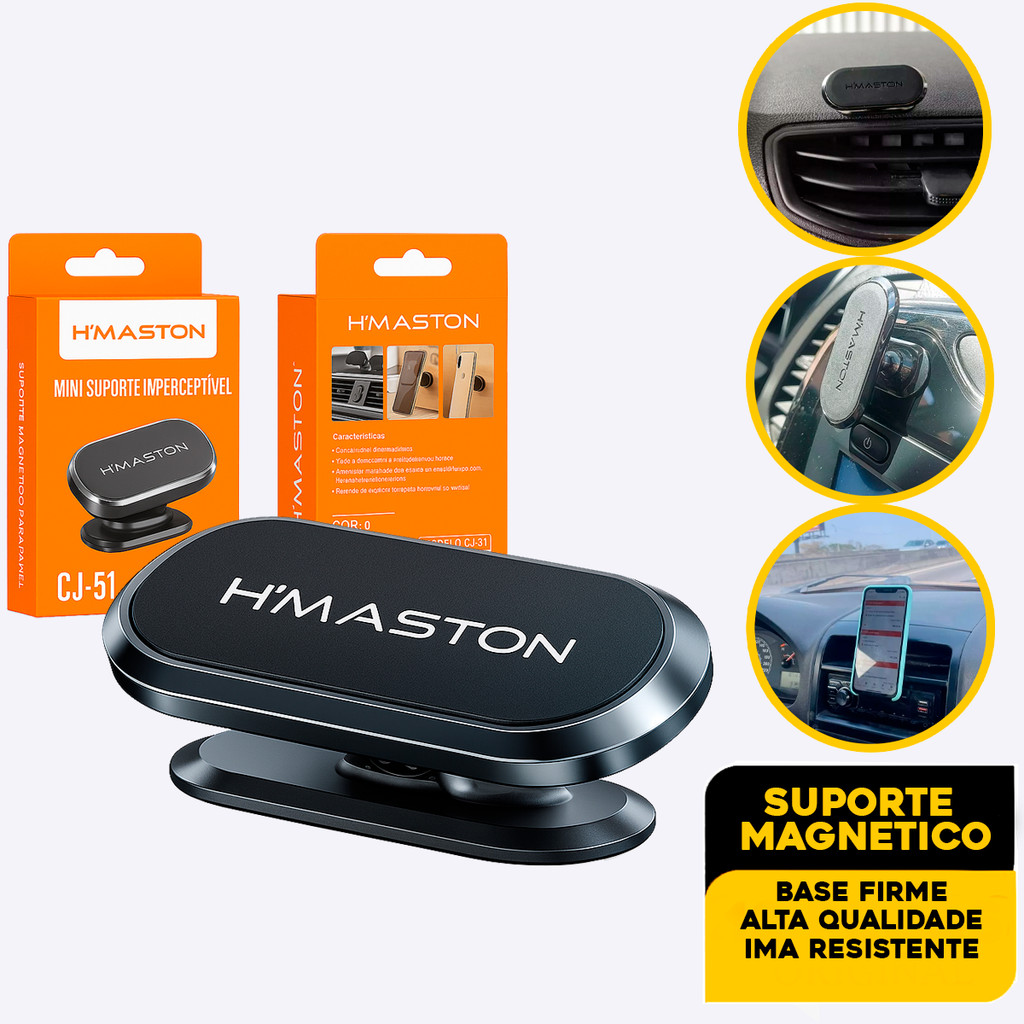 Suporte Veicular CJ-51 Magnético Para Carro Celular Universal 360° H'maston