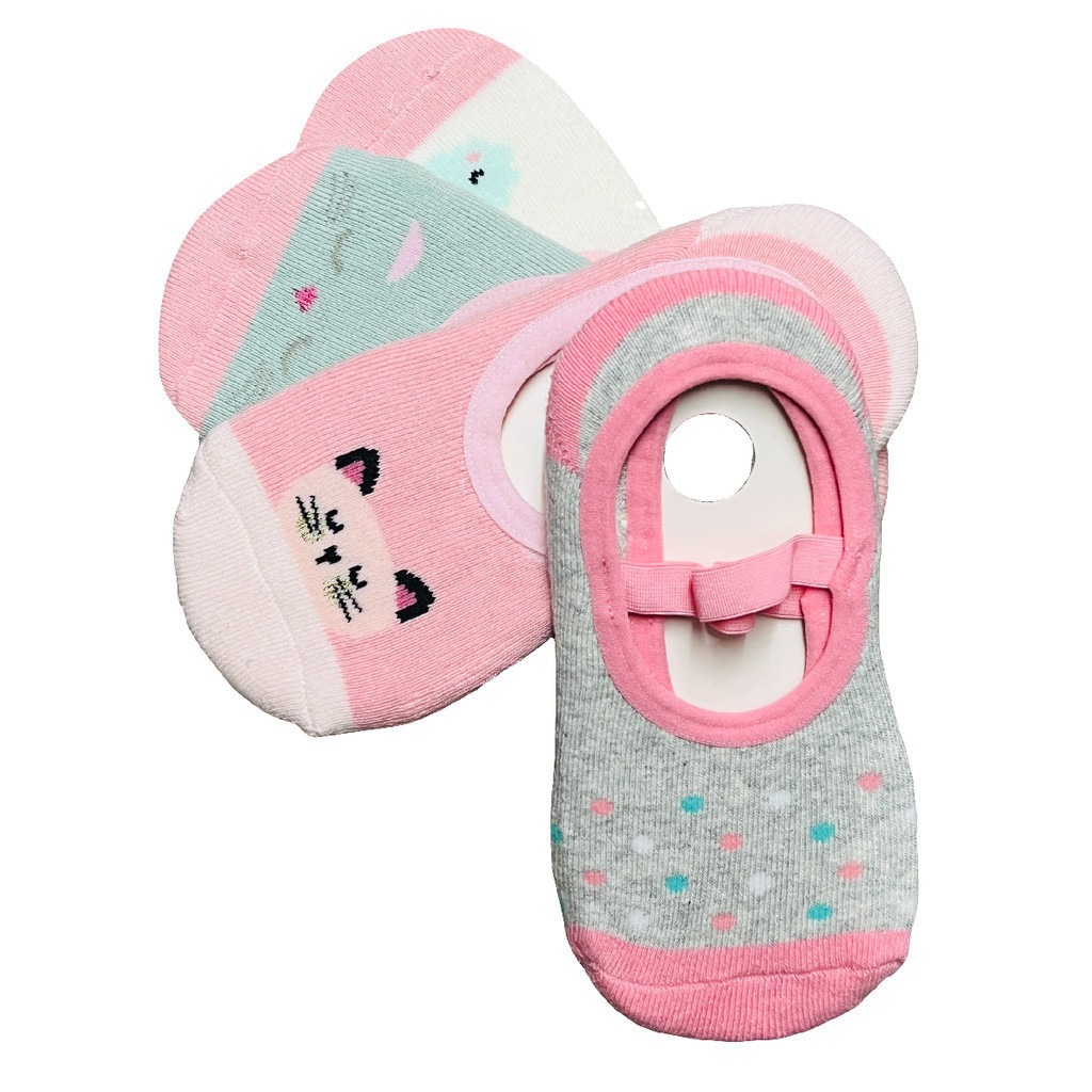 Kit 4 Pares Meia Femenina Sapatilha Antiderrapante Infantil menina CORES E/OU ESTAMPA SORT...