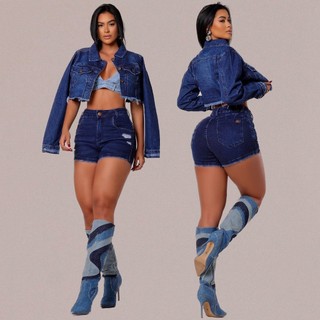 Jaqueta Jeans Feminina Curta Casado de Frio com Bolso