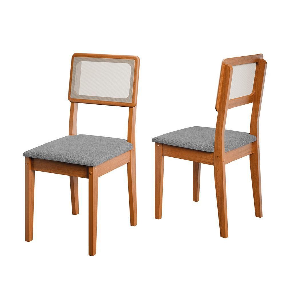 Conjunto 2 Cadeiras Encosto Em Tela Sala De Jantar Santiago Dobuê Madeirado / Cinza em Oferta na Shopee