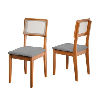 Conjunto 2 Cadeiras Encosto Em Tela Sala De Jantar Santiago Dobuê Madeirado / Cinza em Oferta na Shopee