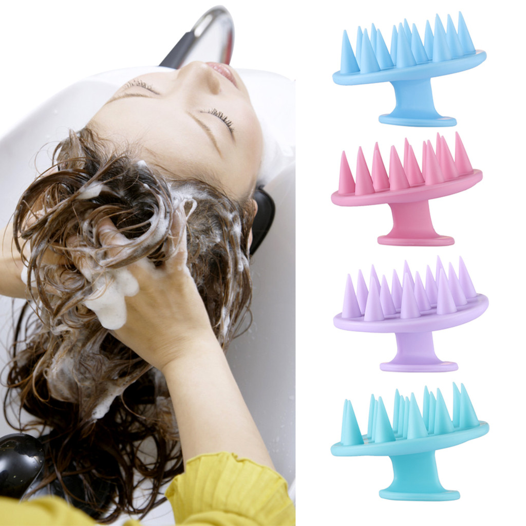 Escova Massageadora De Silicone Couro Cabeludo Para Cuidado De Saúde Com Cabo Flexível
