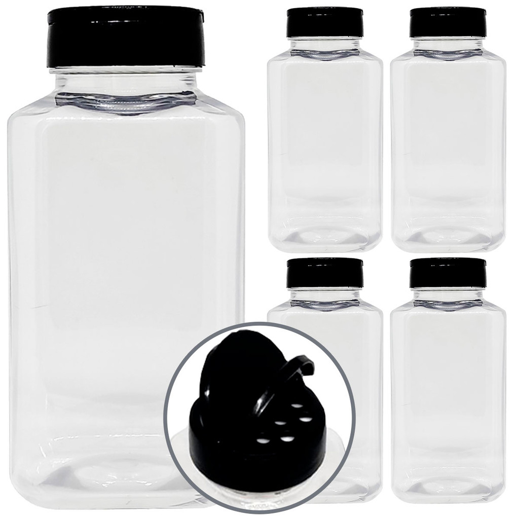 Kit 5 Potes De Plastico 500ml Porta Tempero Com Tampa Dosadora Dupla em Oferta na Shopee