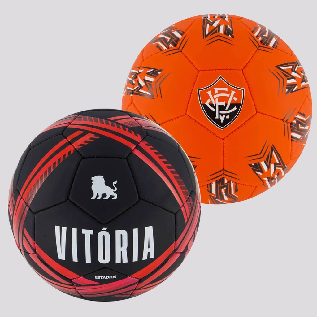 Kit 2 Bolas Vitória Estádios Campo Preta e Vermelha