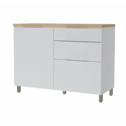 Balcão Cozinha Marquesa MDF 1 Porta 3 Gavetas Branco Nature