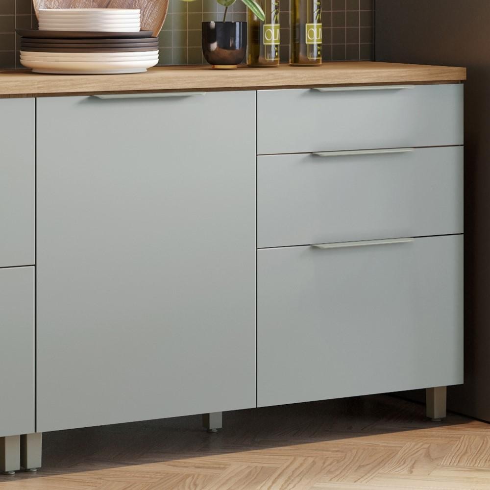 Balcão Cozinha Marquesa MDF 1 Porta 3 Gavetas Nature Verde - Home & Living
