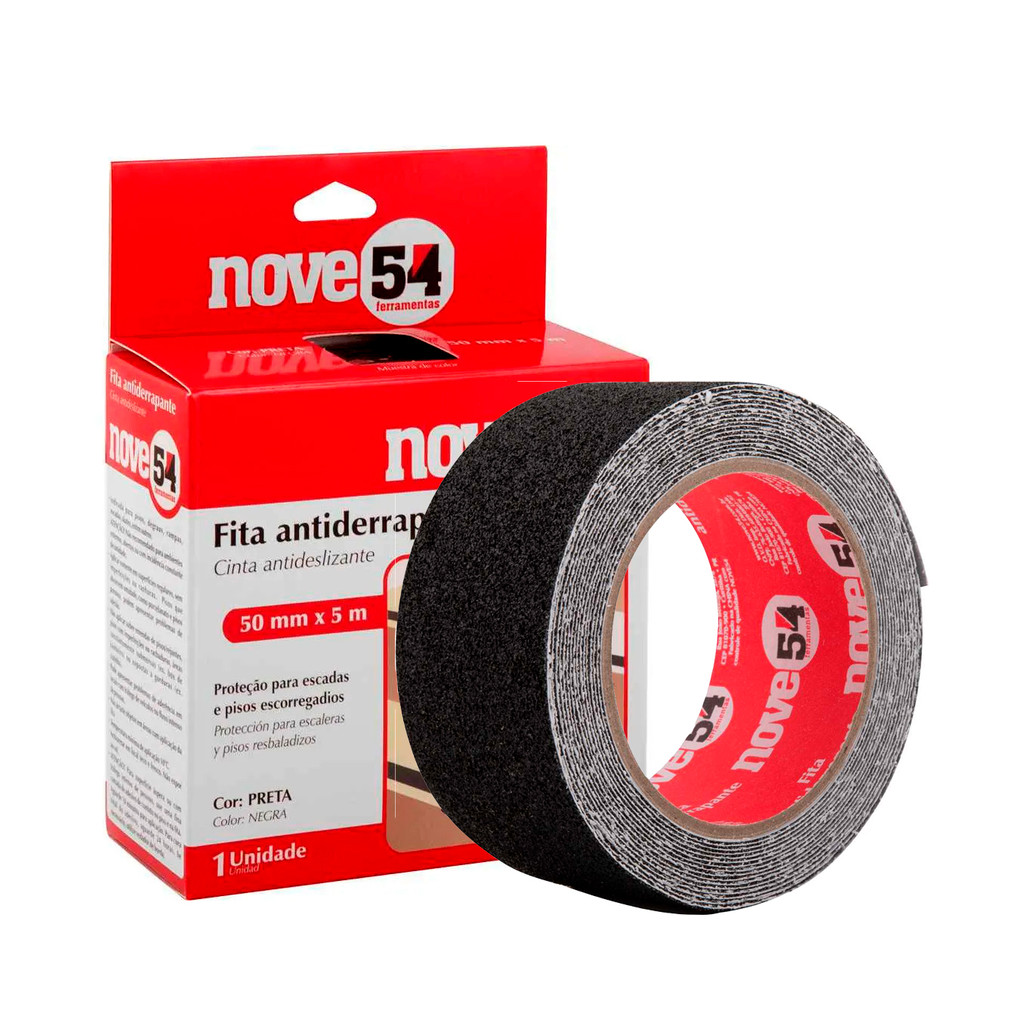 Fita Antiderrapante Adesiva 50mm x 5m preta Degrau Escada Rampa Piso Skate - NOVE54