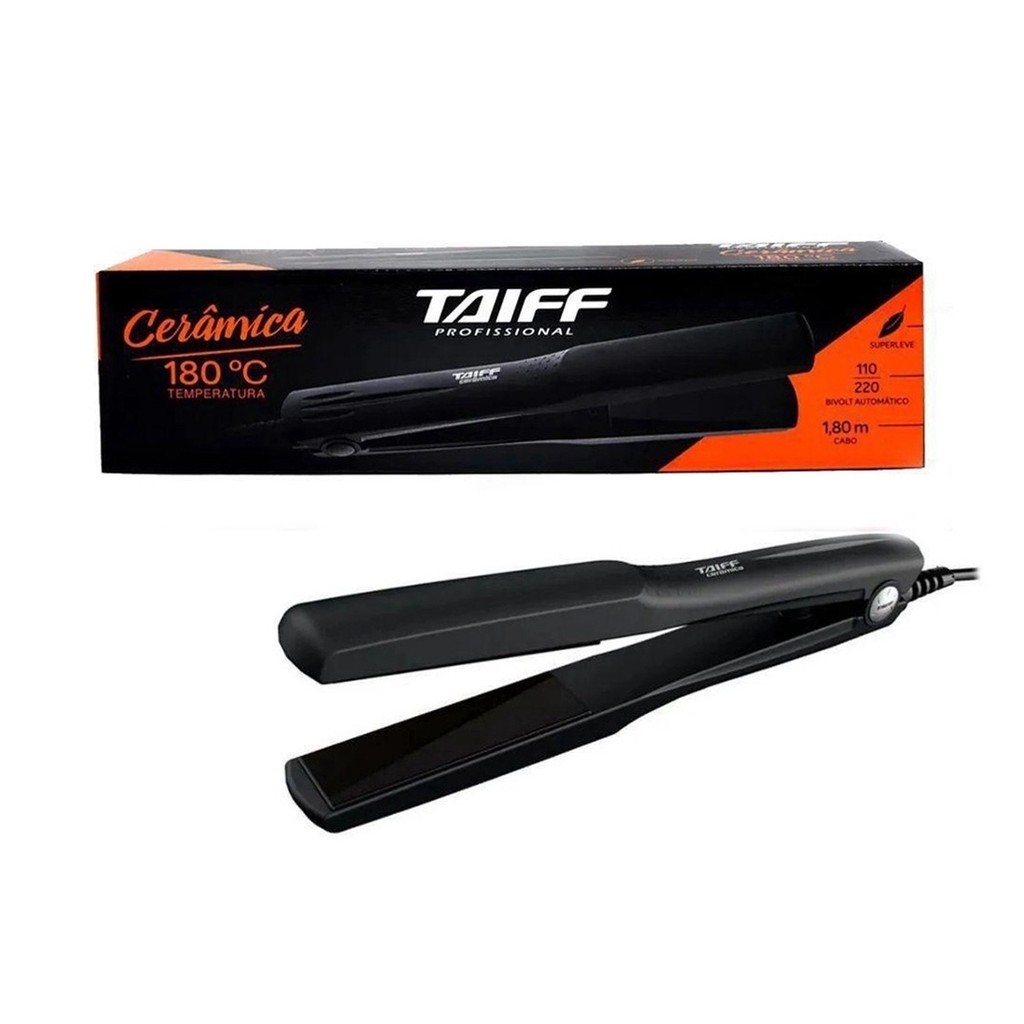 Chapinha Prancha Cerâmica Taiff Profissional 180° Bivolt Preto Bivolt