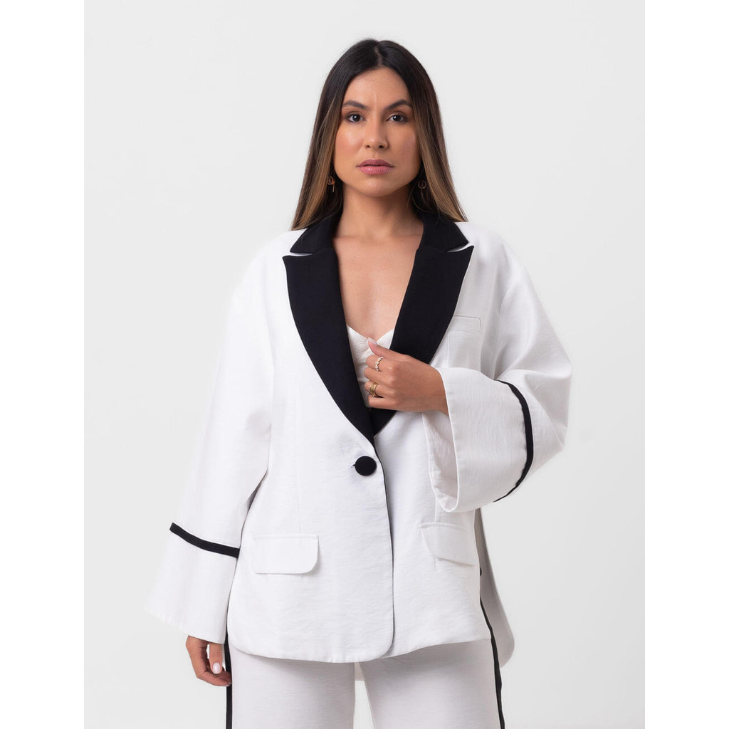 Blazer Oversized Bicolor  Off E Preto Labrava