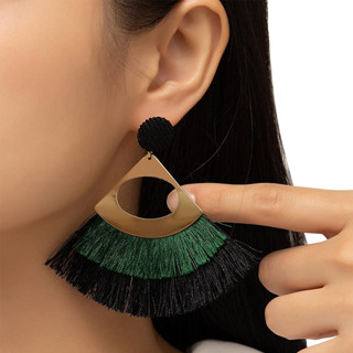 Brinco Sobrepor Delicado Vazado Dourado Espanador Verde Luxo em Oferta na Shopee