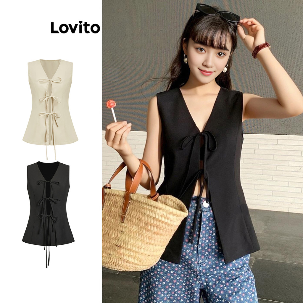 Lovito Regata Casual Lisa Com Cadarço Para Mulheres L95ED544 (Multicolorido) em Oferta na Shopee