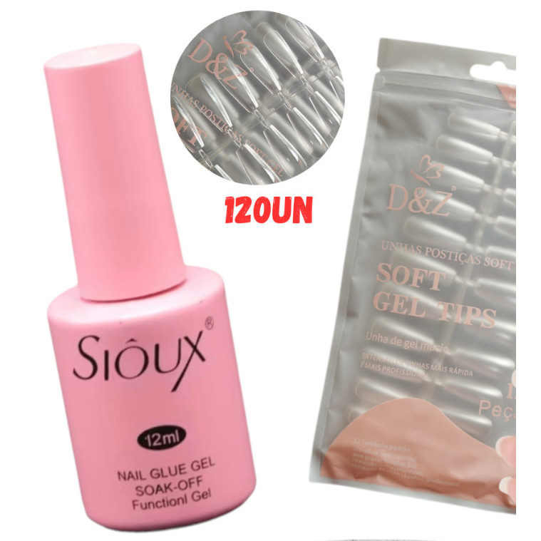 Kit UNHA POSTIÇA SOFT GEL D&Z 120UN  + Cola Gel Base