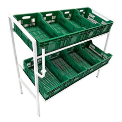 Expositor Hortifruti Suporte 8 Caixas Fruteira Frutas Resistente Completo Vasca Feira Prateleira