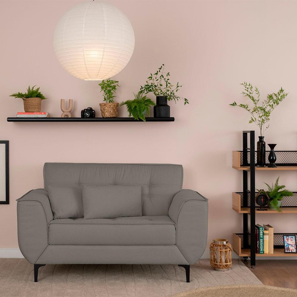 Sofá 2 Lugares Piacenza Linho Cinza 152 cm - Home & Living