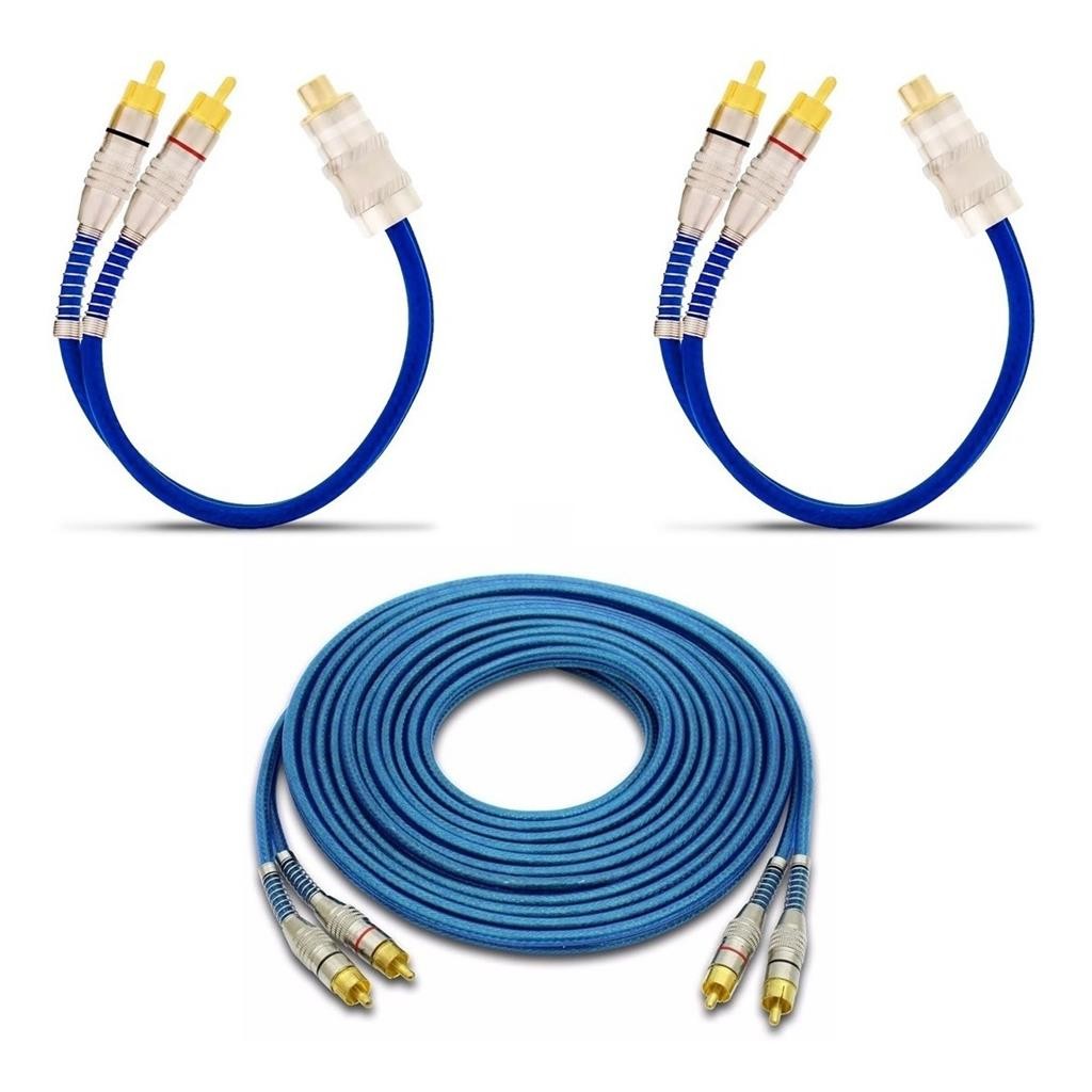 Kit 1 Cabo Rca 5 M + 2 Y Dupla Blindagem Cobre Techone em Oferta na Shopee