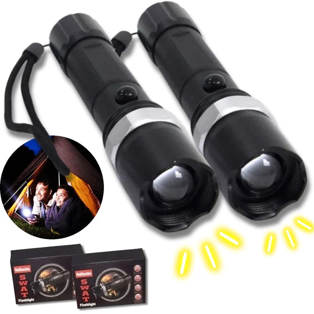 Kit 2 Lanterna Tática Militar Swat Police Sinalizador Led Q5