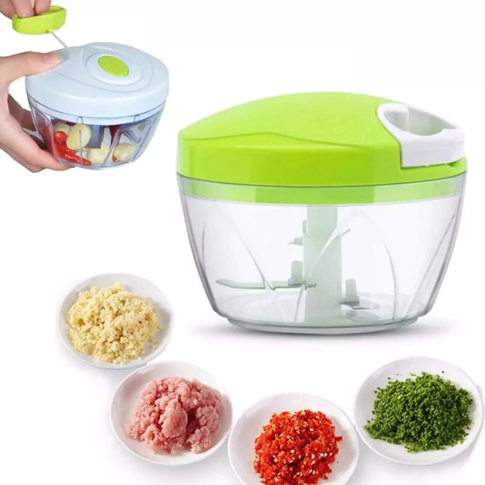 TRITURADOR PROCESSADOR ALIMENTOS MOEDOR MANUAL DE ALHO CEBOLA TEMPEROS MINI MIXER 3 LAMINAS
