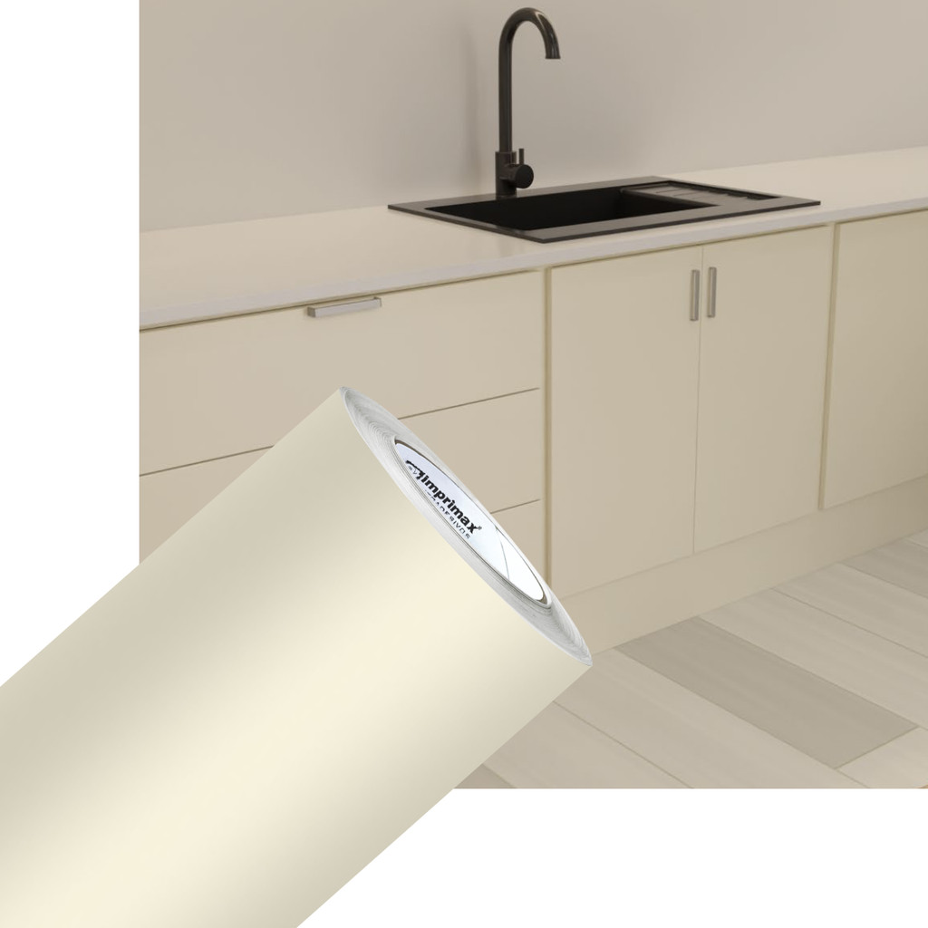 Adesivo Vinil Fórmica Móveis Cozinha Creme Marfim 0,61x7m