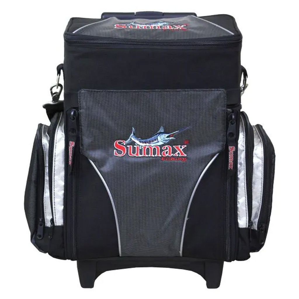 Bolsa De Pesca Sumax SM 11098 Com Alça E Rodinhas Com Porta Isca E Carretilha