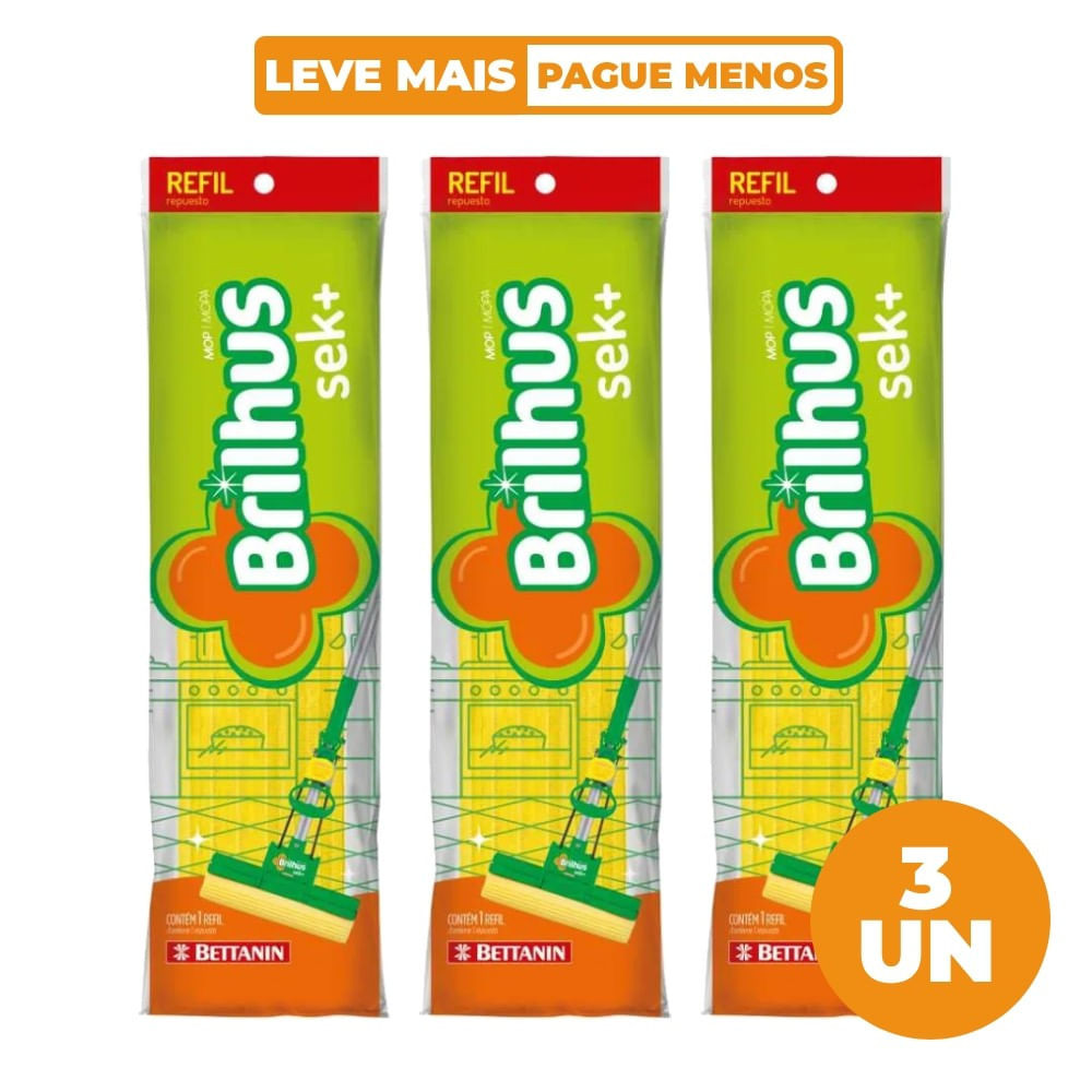 Kit Refil para Mop Sek+ Brilhus Bettanin 3 unidades - Home & Living