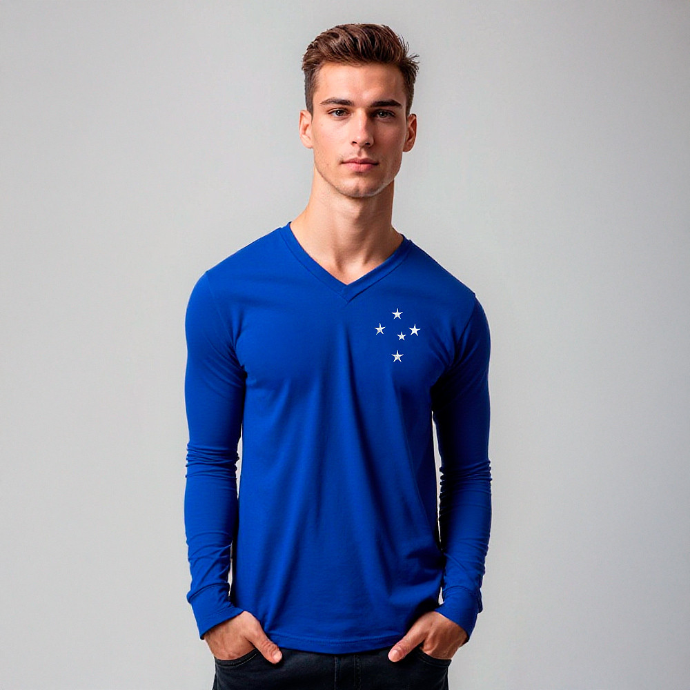 Camisa Cruzeiro Retrô 1976 Manga Longa Masculina Oficial em Oferta na Shopee