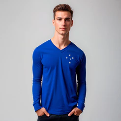 Camisa Cruzeiro Retrô 1976 Manga Longa Masculina Oficial