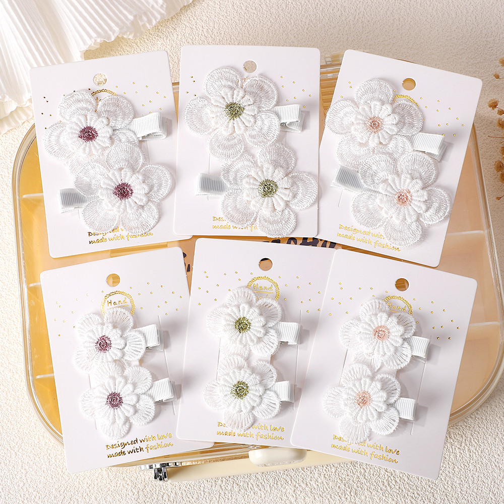 2 Pçs/set Bonito Margarida Flor Grampos De Cabelo Do Bebê Menina Para Crianças Rendas Branco Barette Princesa Ganchos Do em Oferta na Shopee