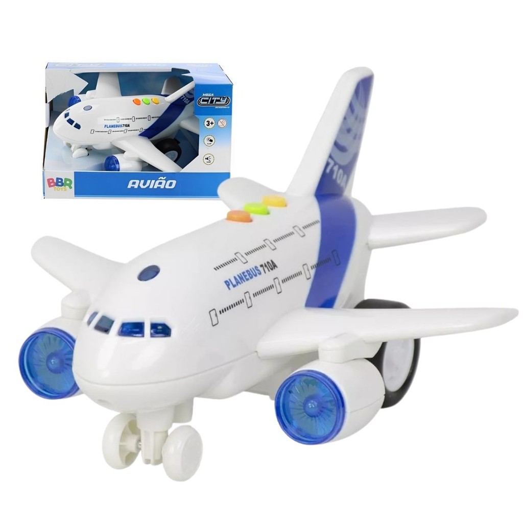 Avião de Brinquedo Coleção Infantil Criança Mini Veículo Som Luz Fricção Coleção Movimento Resistente