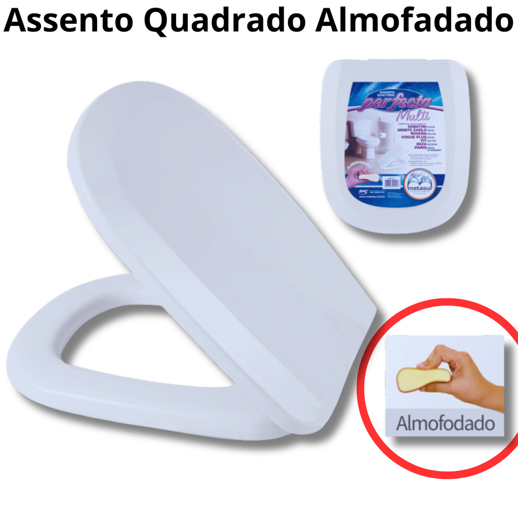 Assento Sanitário Almofadado Tampa Vaso Quadrado Retangular Universal 36cmx42,5cm Barato em Oferta na Shopee